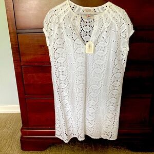 White eyelet shift sundress by Bell size 8